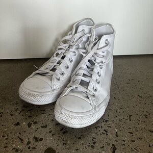 Custom All White Converse High-Top Sneakers with comfort insoles